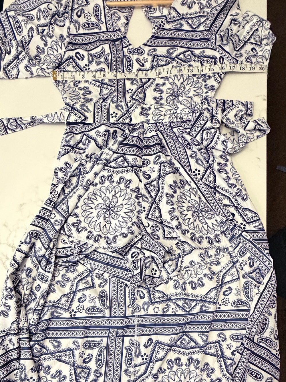 True Destiny White & Navy Paisley Overlay Romper - Picture 14 of 15